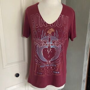 Bon Jovi Bandmerch Licensed Tee 93 Tour locations Large